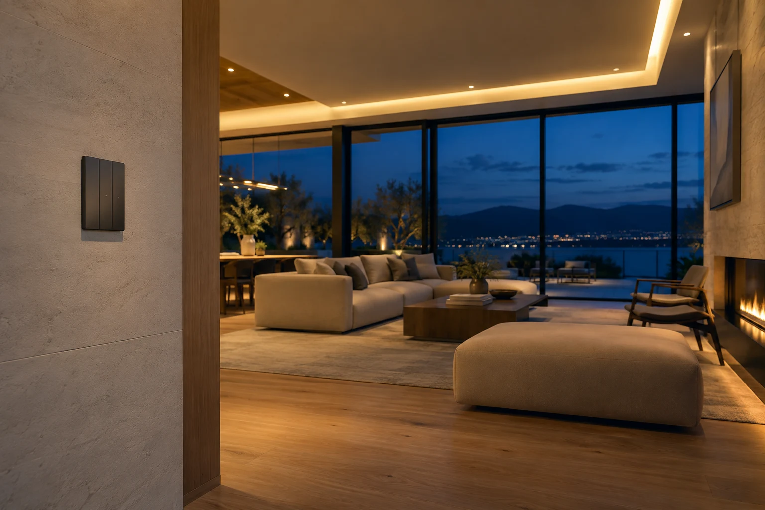Interior contemporáneo con iluminación ambiental integrada